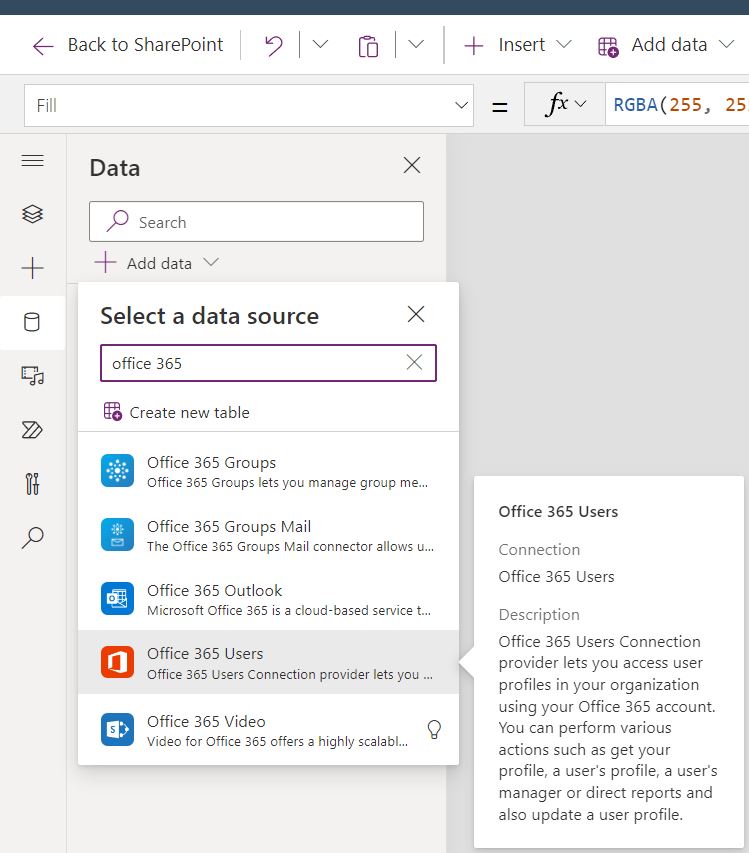 Adding the Office 365 Users as a Data Source