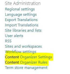 It will also add two new options under the Site Settings > Site Administration